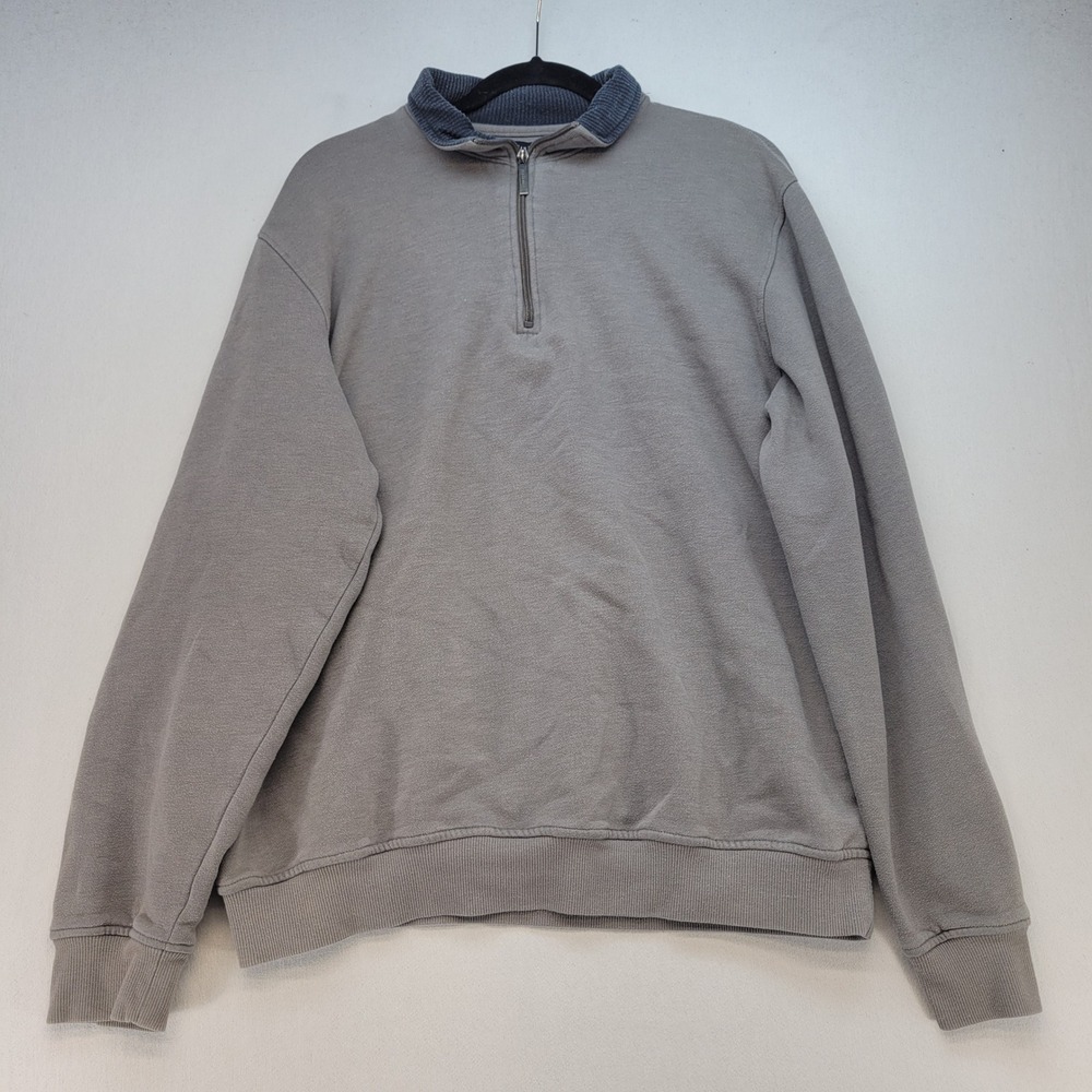 Van Heusen Quarter Zip Sweatshirt Mens XL Gray Fleece Pullover Logo Casual